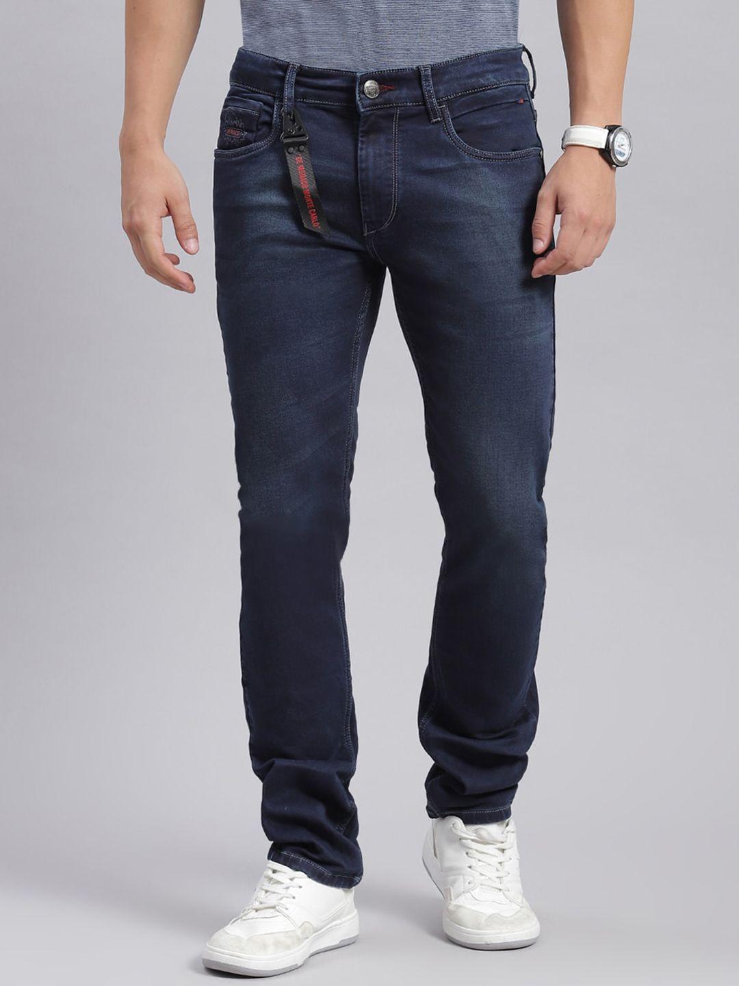 monte carlo men regular fit mid-rise clean look cotton jeans