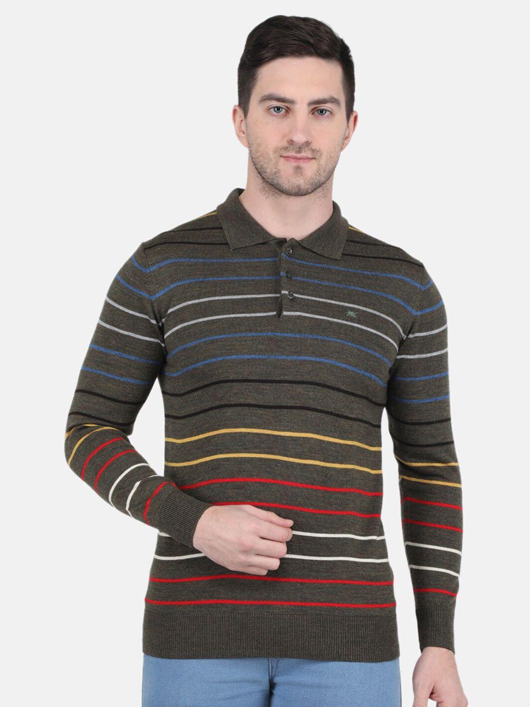 monte carlo men striped polo collar t-shirt