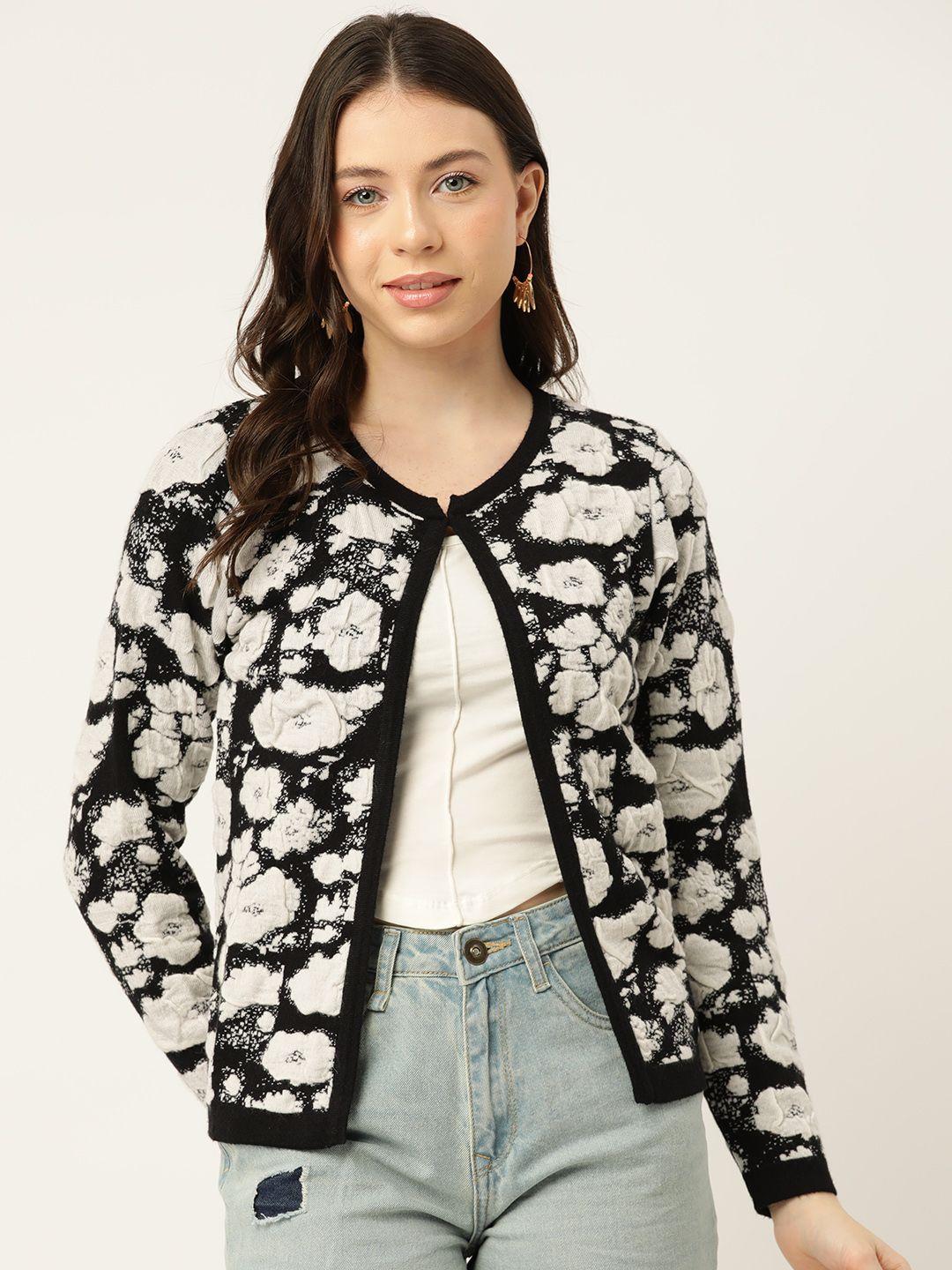 monte carlo monochrome floral acrylic cardigan