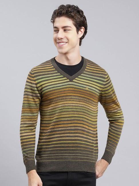 monte carlo multicolor regular fit striped sweater