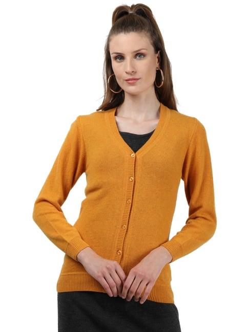 monte carlo mustard full sleeves cardigan