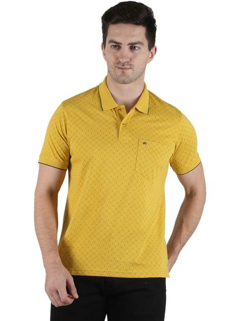 monte carlo mustard regular fit printed polo t-shirts