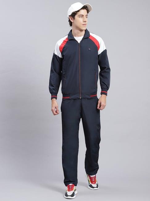 monte carlo navy cotton regular fit printed tracksuit