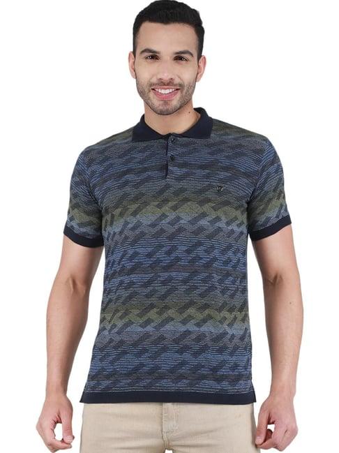 monte carlo navy regular fit printed polo t-shirt