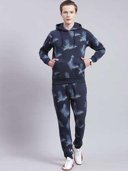 monte carlo navy regular fit printed tracksuit