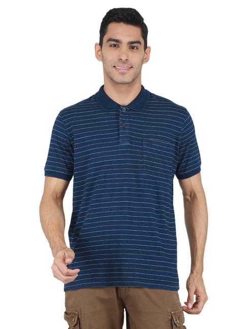 monte carlo navy regular fit striped polo t-shirt