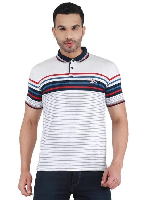 monte carlo off-white regular fit striped polo t-shirt