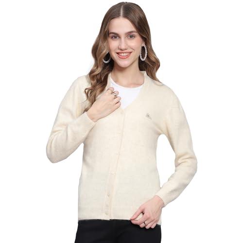 monte carlo off white solid v neck cardigan