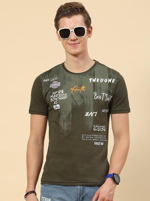 monte carlo olive regular fit printed t-shirt