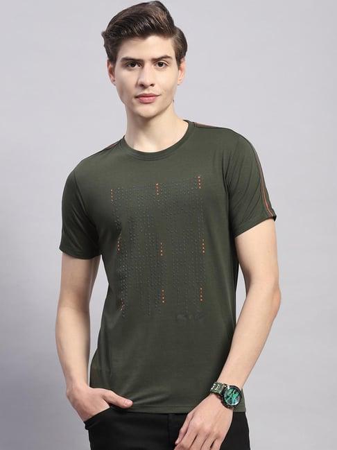 monte carlo olive regular fit printed t-shirt