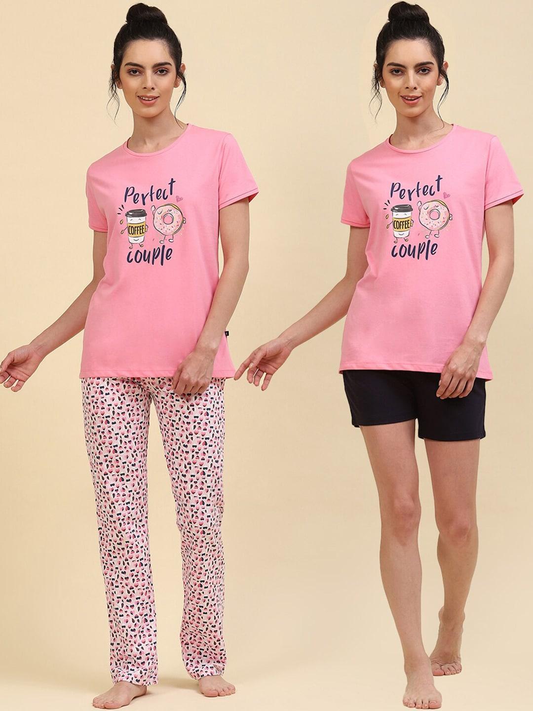 monte carlo pack of 2 typography print pyjama set with shorts