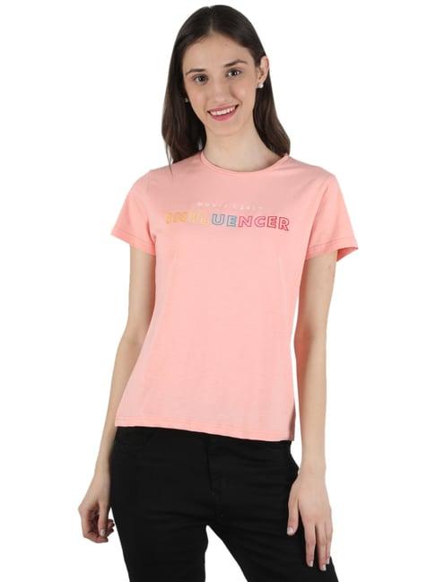 monte carlo peach embroidered t-shirt