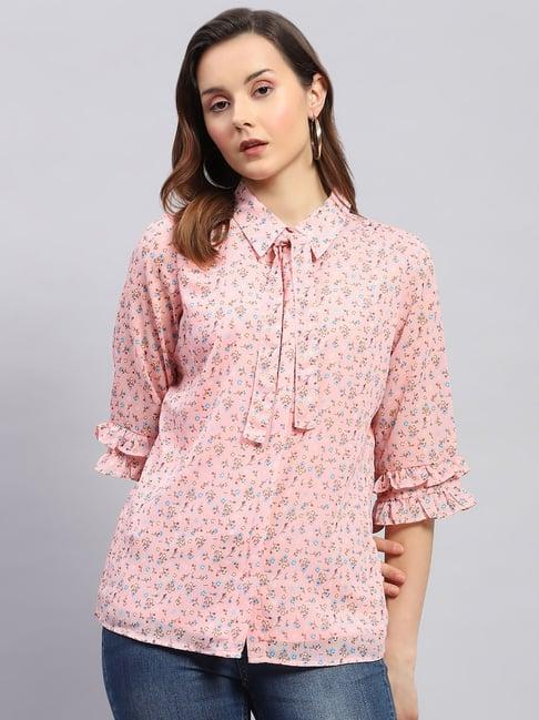 monte carlo pink floral print shirt