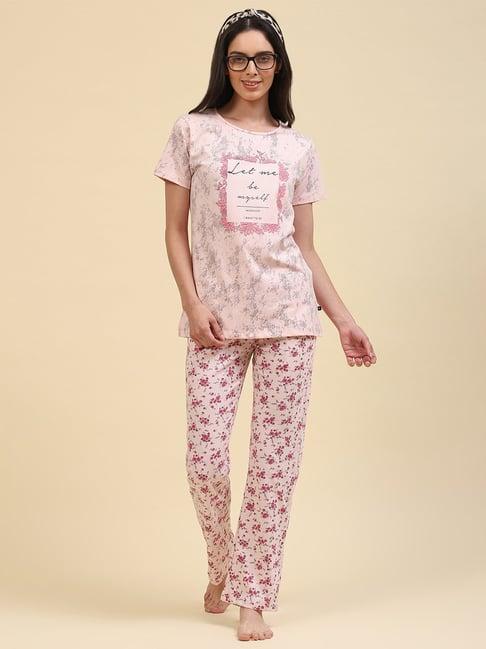 monte carlo pink printed t-shirt with lounge pants