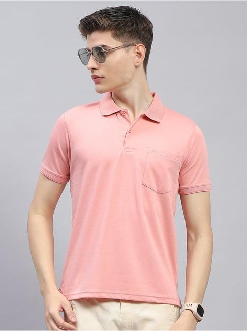 monte carlo pink regular fit polo t-shirt