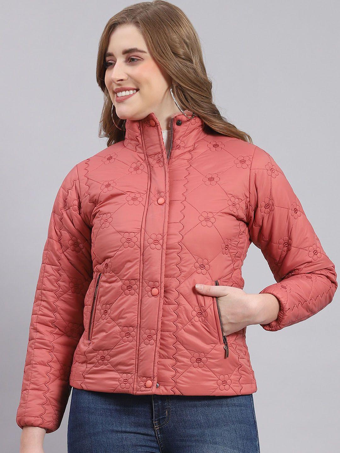 monte carlo printed mock collar lightweight padded jacket