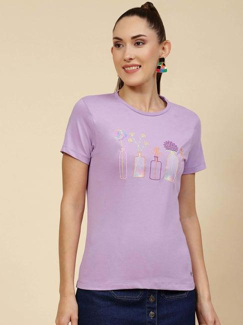 monte carlo purple embroidered t-shirt