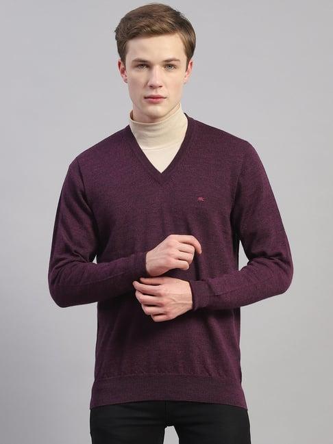 monte carlo purple regular fit pure wool sweater