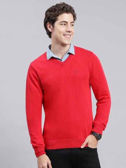 monte carlo red cotton regular fit sweater