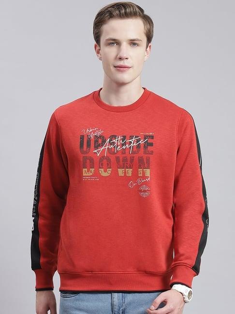 monte carlo red regular fit printed sweatshirt