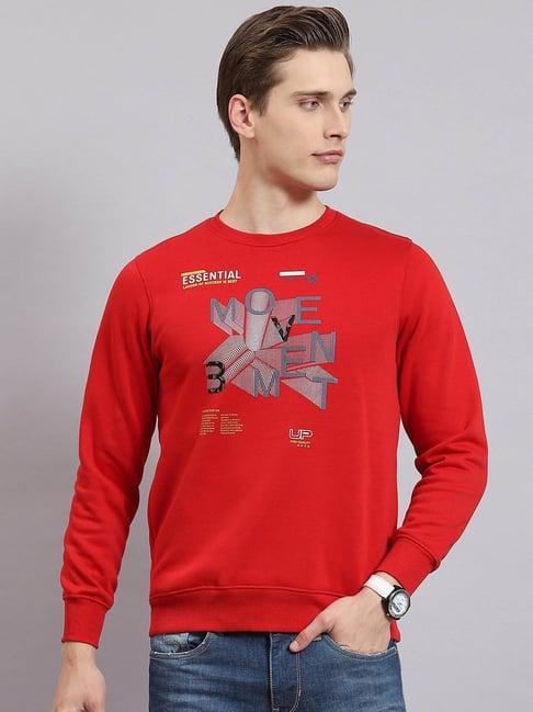 monte carlo red regular fit printed sweatshirt