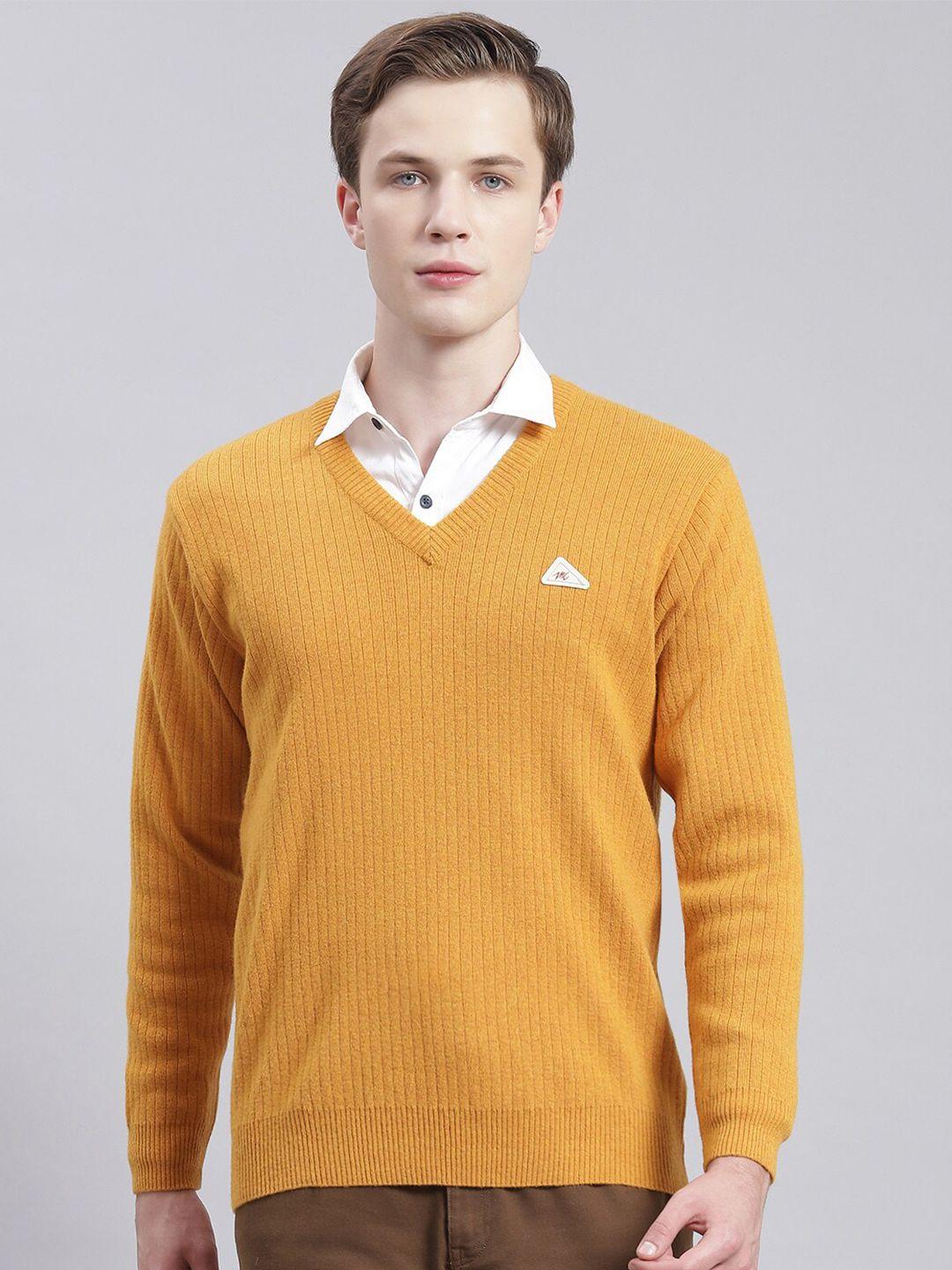 monte carlo ribbed v-neck woollen pullover