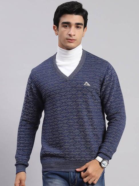 monte carlo royal blue regular fit pure wool sweater