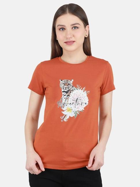 monte carlo rust cotton graphic print t-shirt