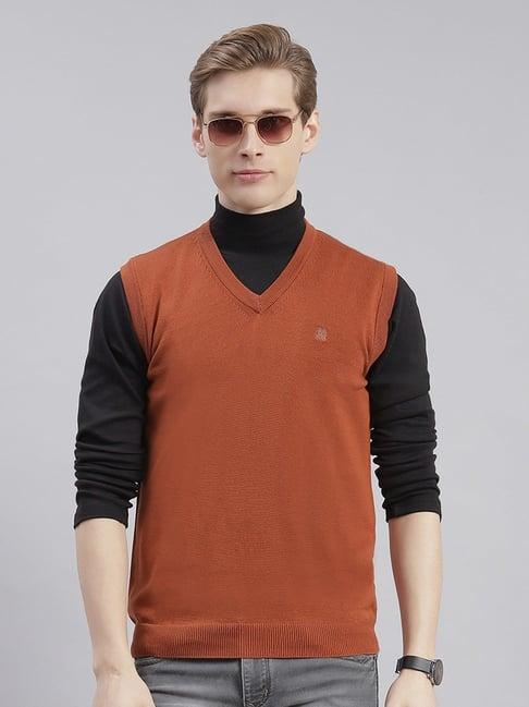 monte carlo rust cotton regular fit sweater