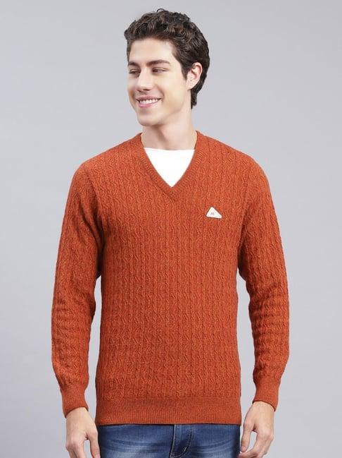 monte carlo rust regular fit self pattern sweater