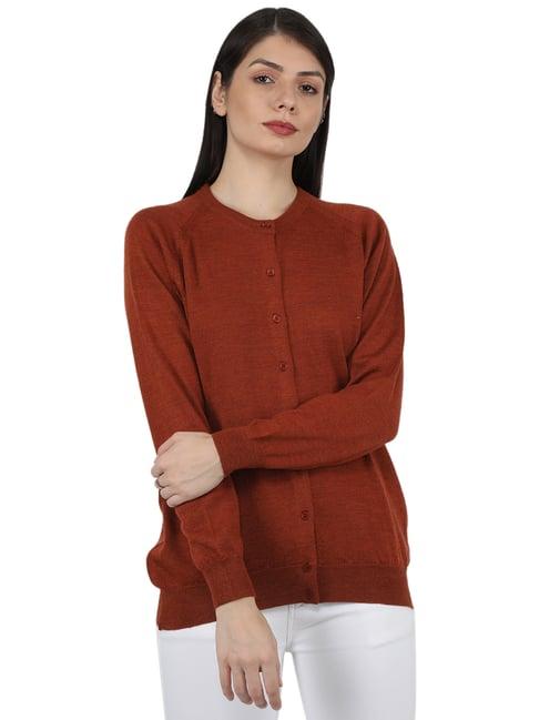 monte carlo rust wool open front cardigan