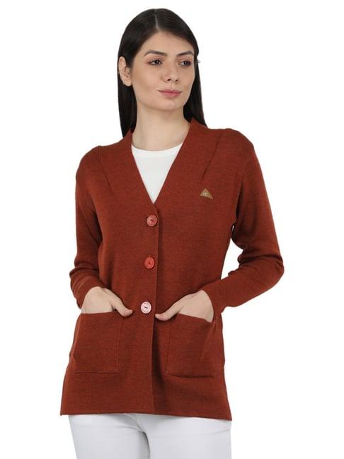 monte carlo rust wool open front cardigan