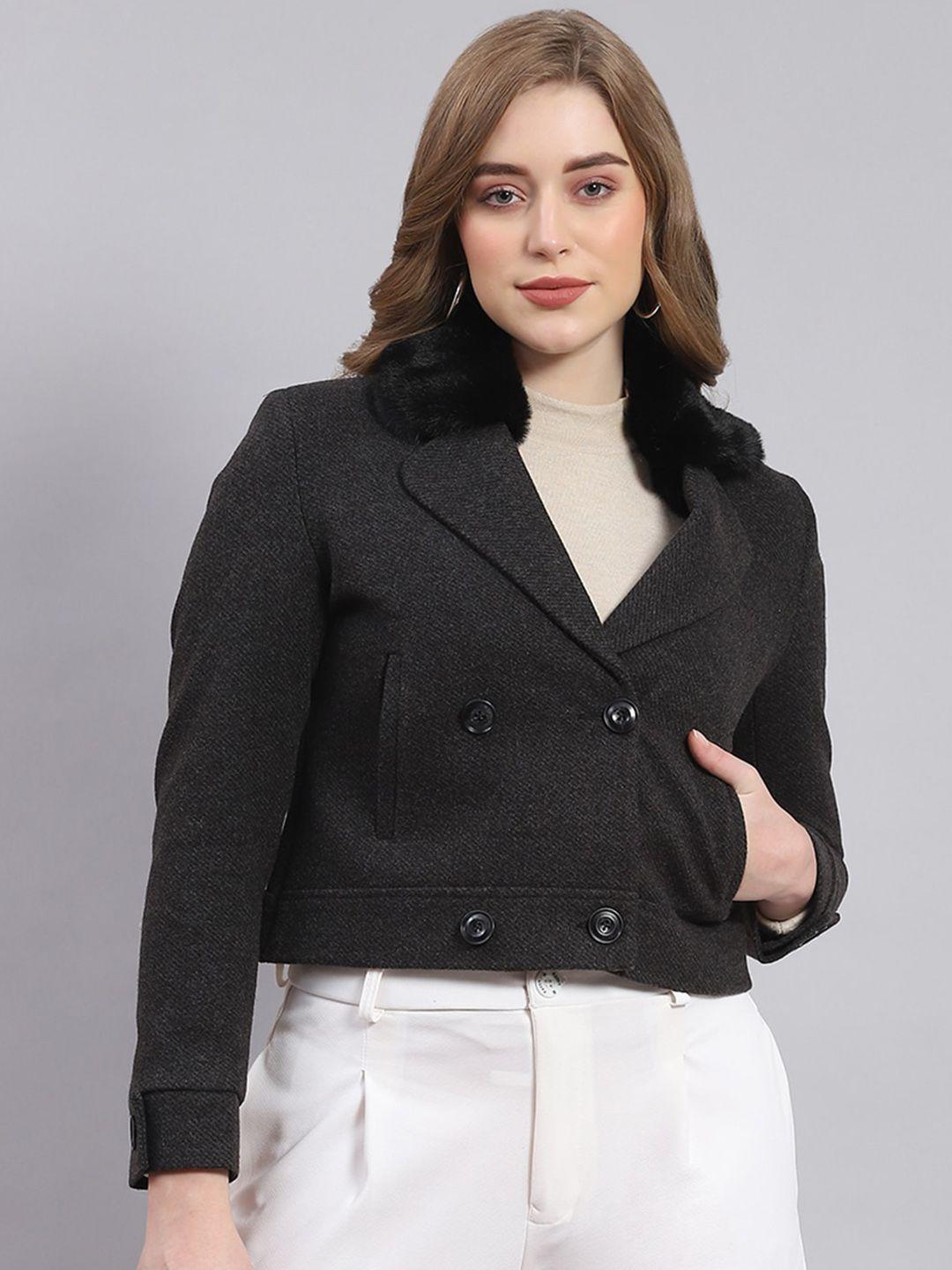 monte carlo self-design notched lapel woollen pea coat