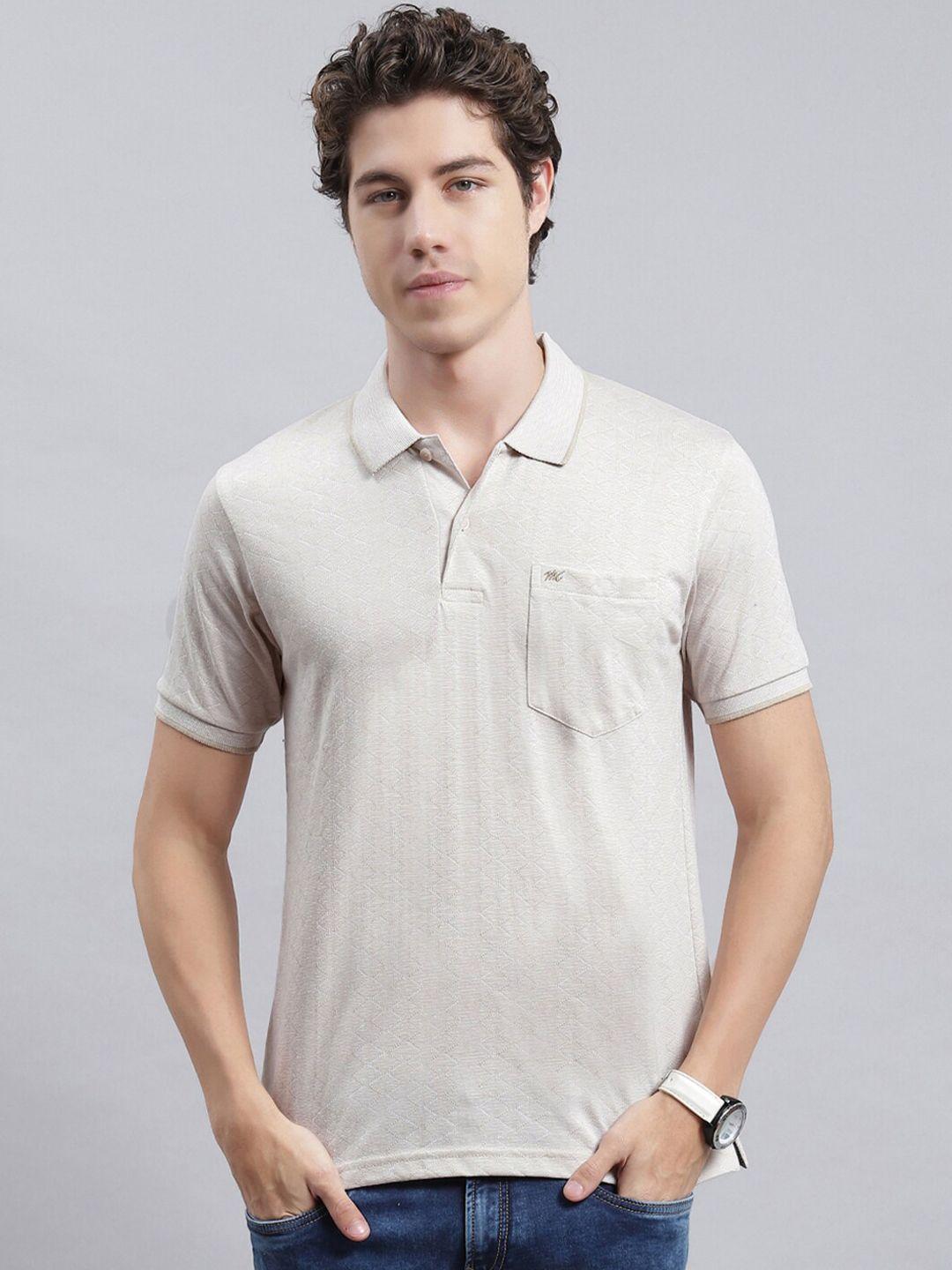 monte carlo self design polo collar regular fit cotton casual t-shirt