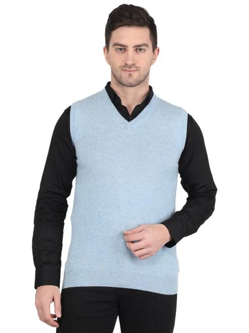 monte carlo sky blue regular fit pure wool sweater