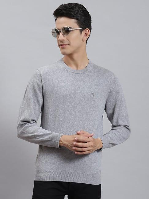 monte carlo steel grey cotton regular fit sweater