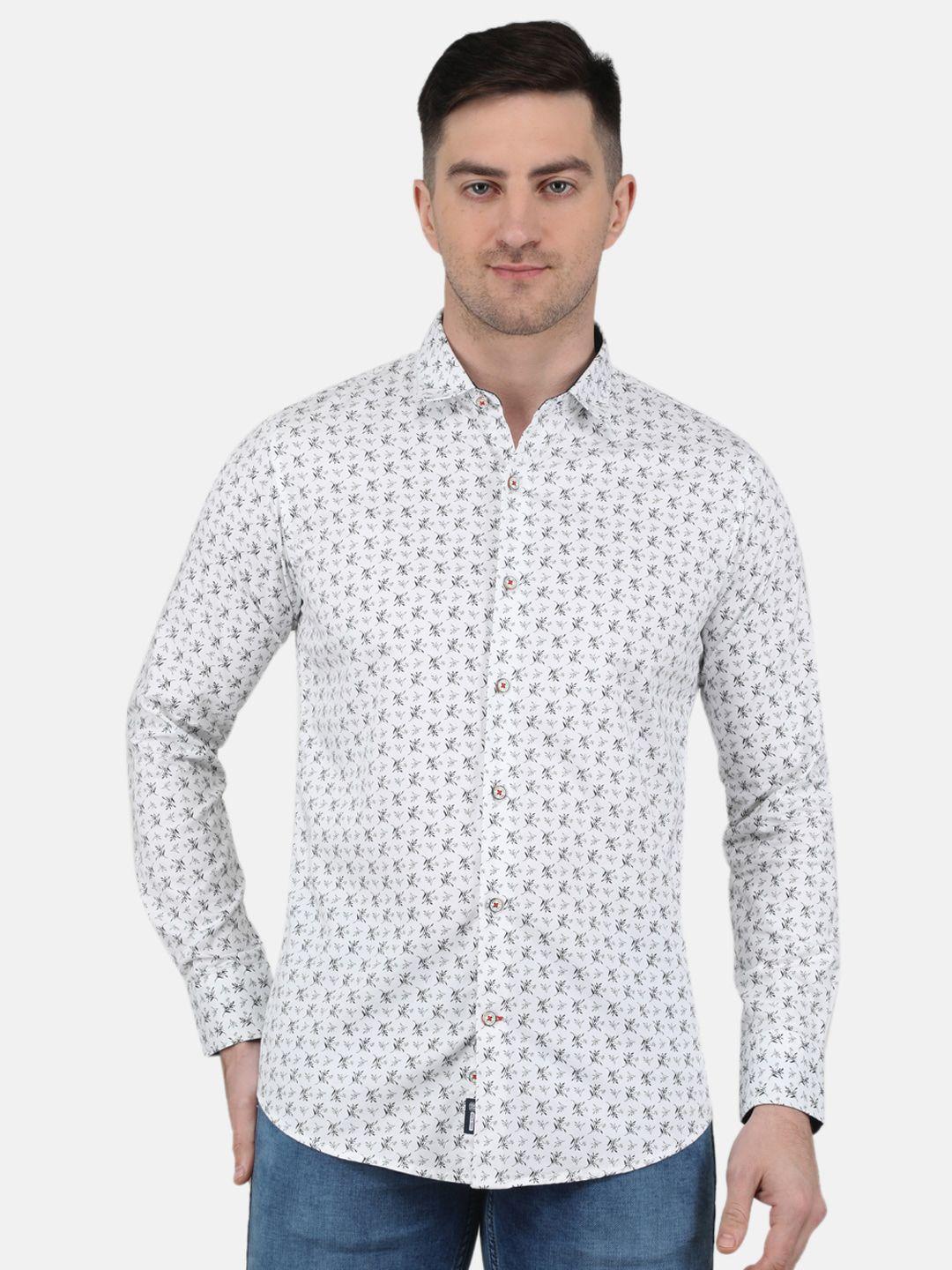 monte carlo straight floral printed spread collar cotton casual shirt