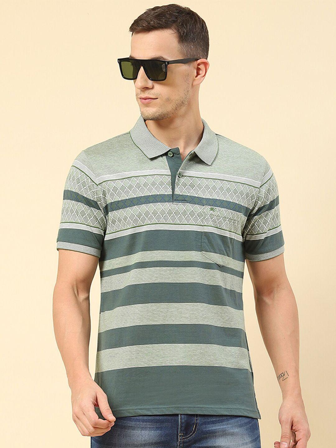 monte carlo striped polo collar casual knitted cotton t-shirt