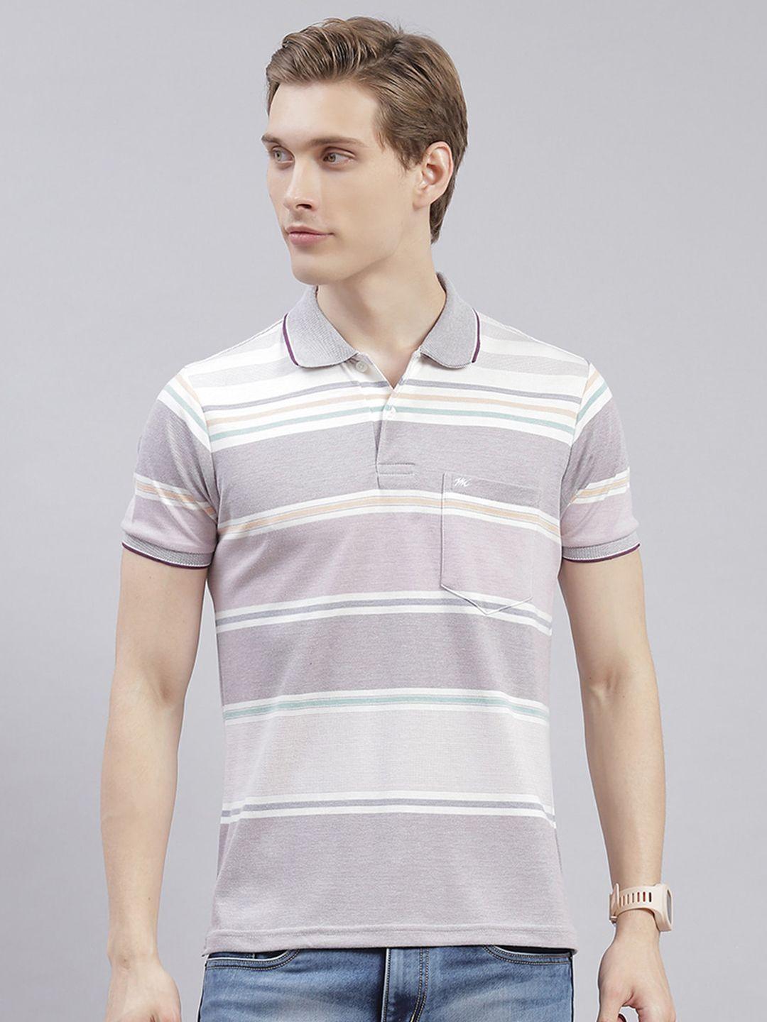 monte carlo striped polo collar casual t-shirt