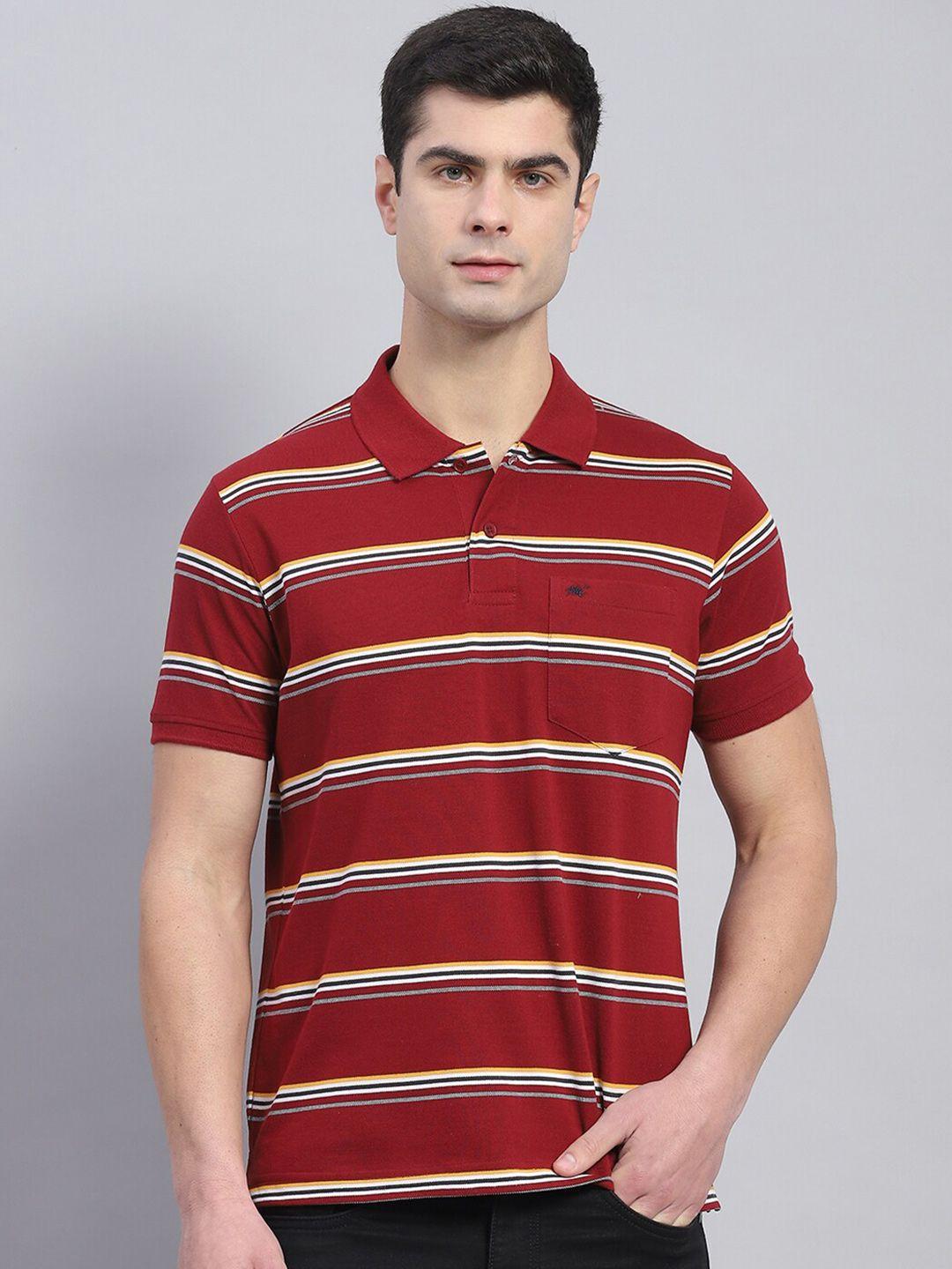 monte carlo striped polo collar cotton t-shirt