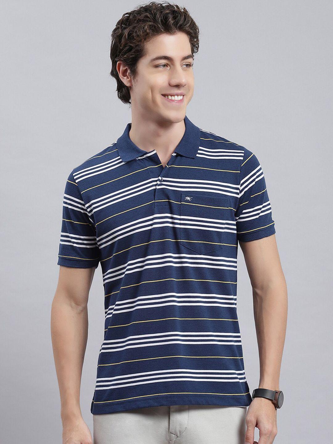 monte carlo striped polo collar regular fit cotton casual t-shirt