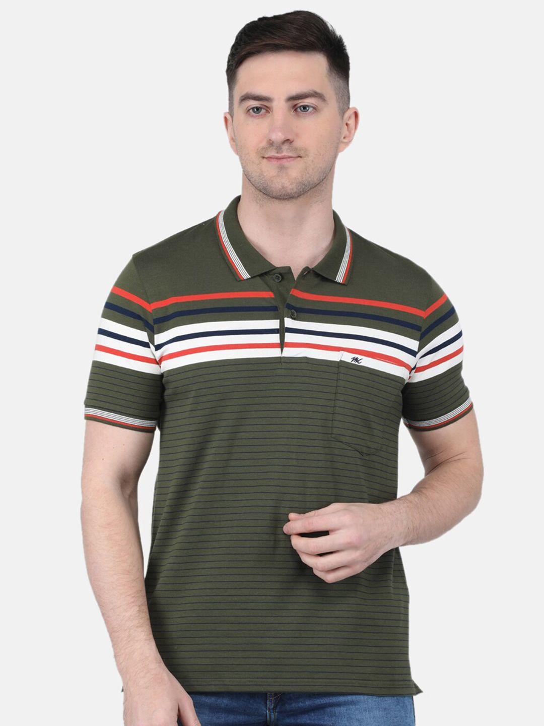 monte carlo striped polo collar t-shirt