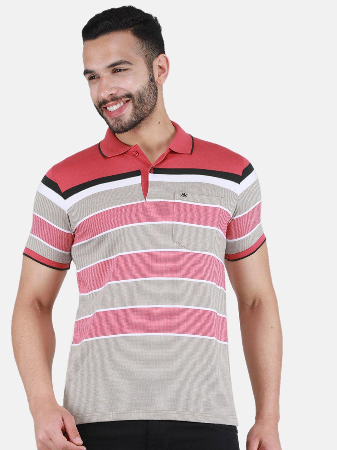 monte carlo striped polo collar t-shirt