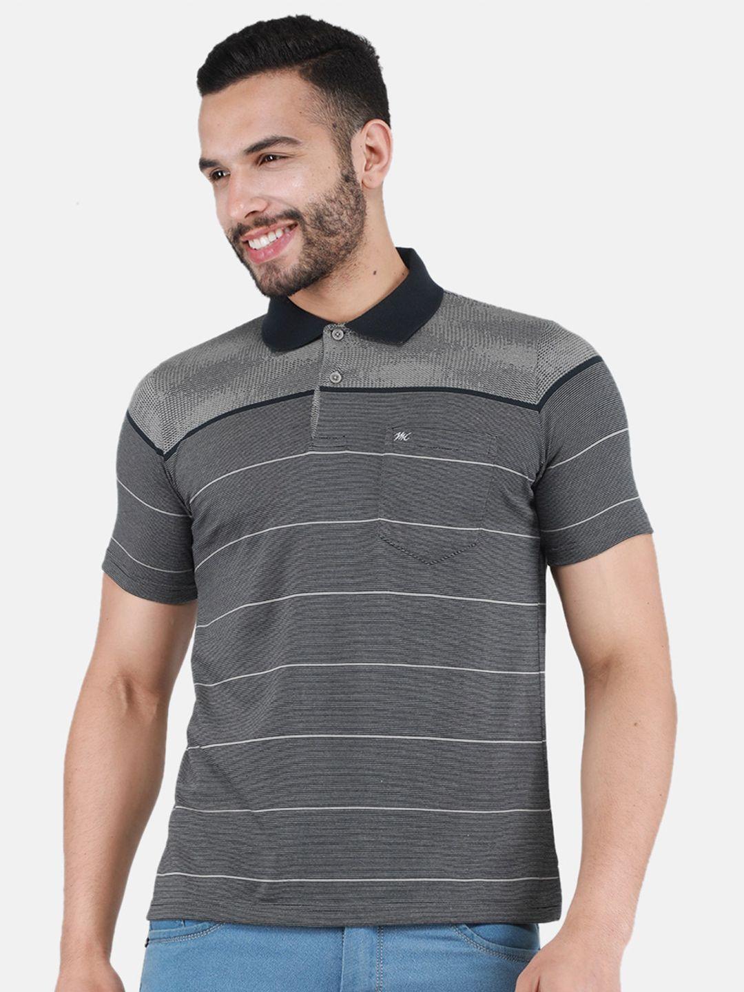 monte carlo striped polo collar t-shirt