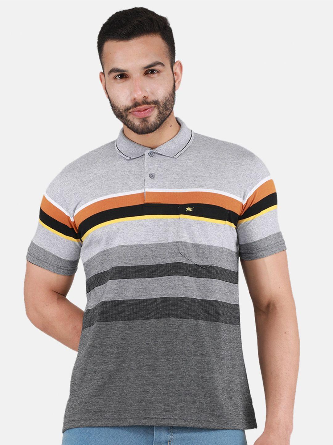 monte carlo striped polo collar t-shirt