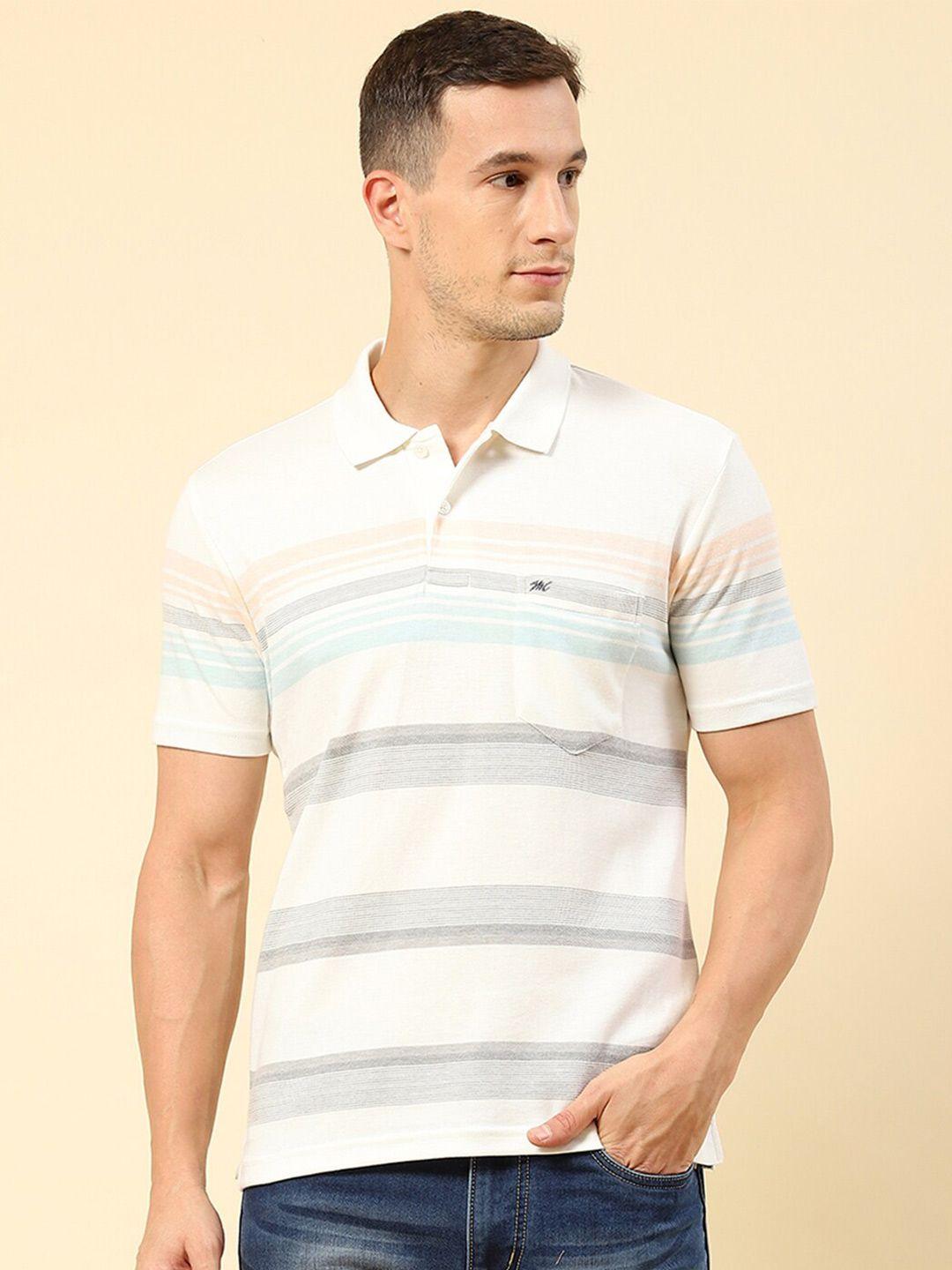 monte carlo striped polo collar t-shirt