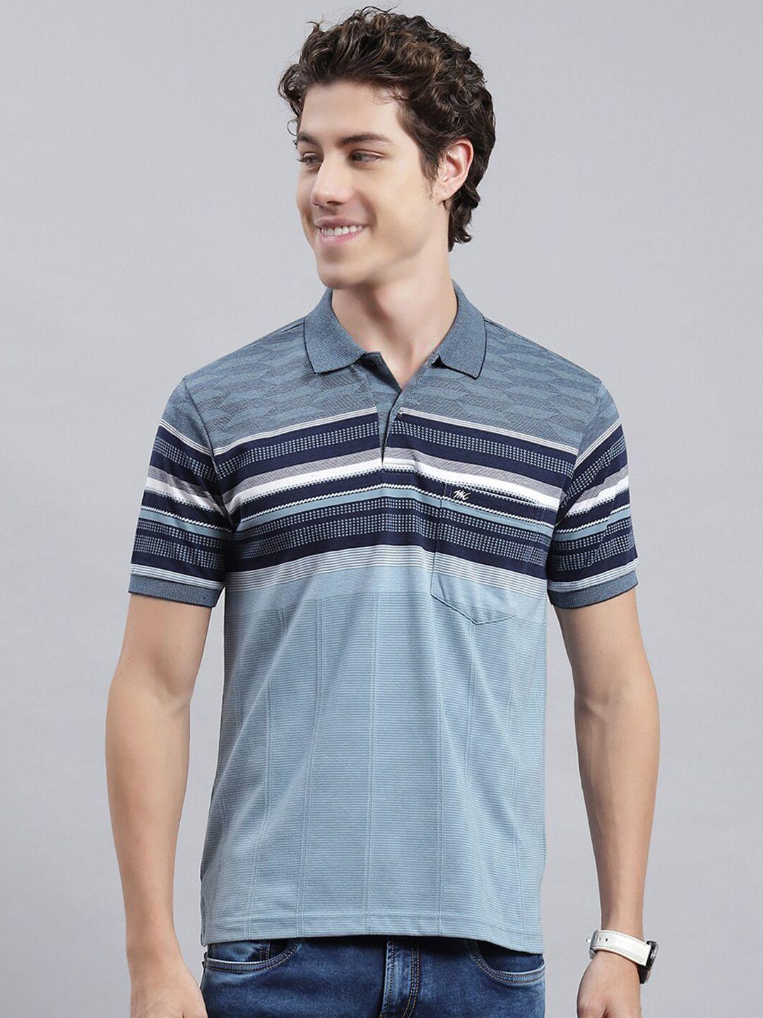 monte carlo striped polo collar t-shirt