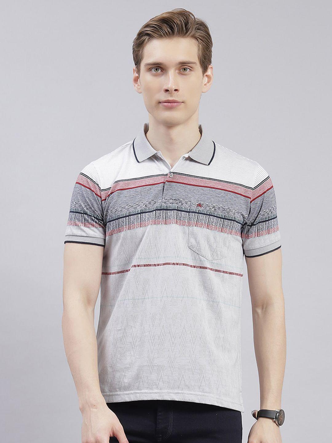 monte carlo striped polo collar t-shirt