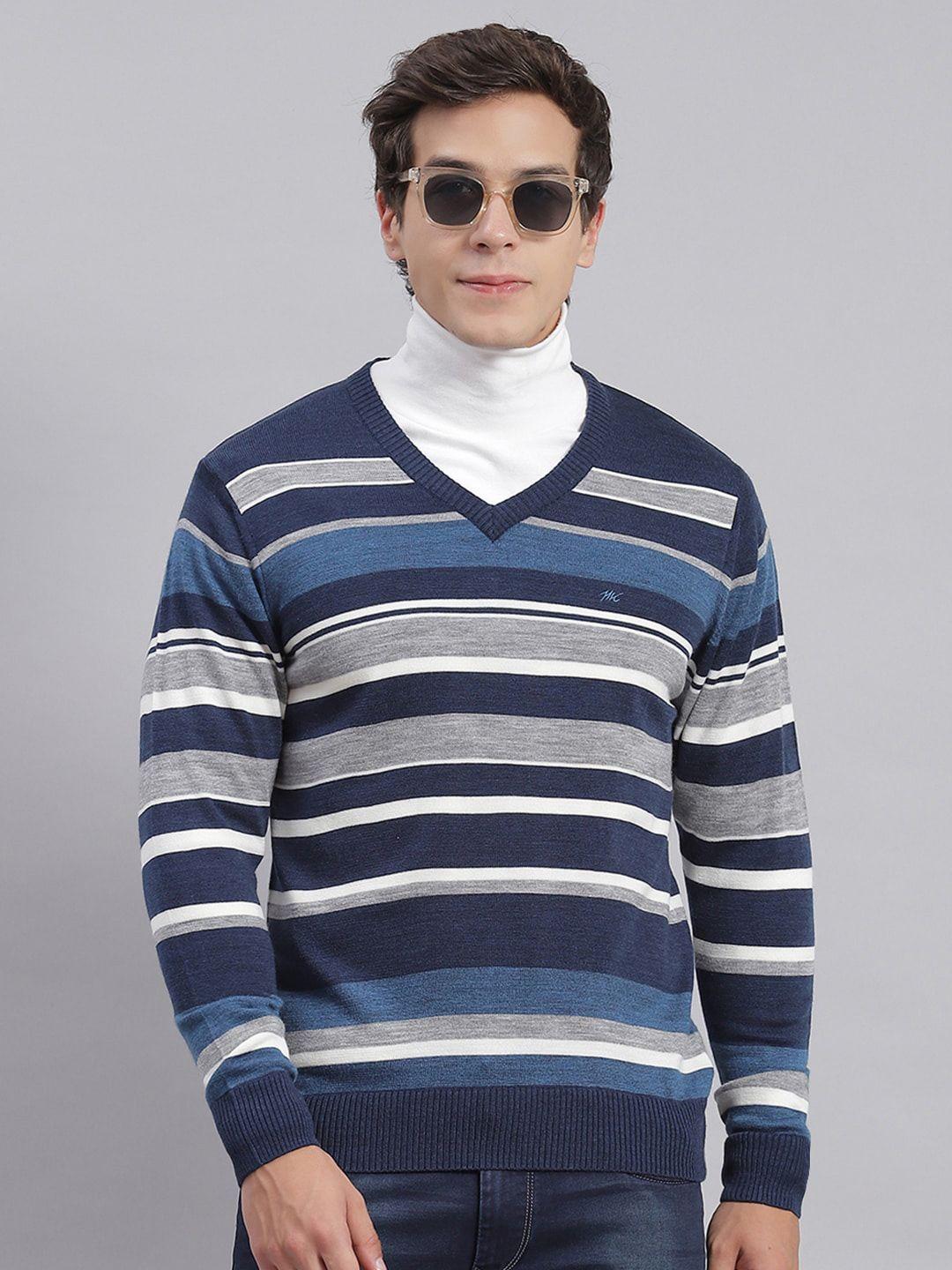 monte carlo striped v-neck pullover