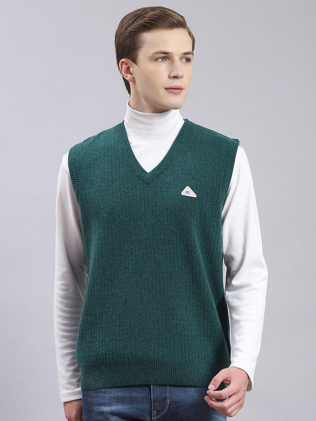 monte carlo striped v-neck sleeveless woollen sweater vest
